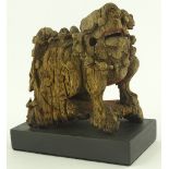 An 18th century Chinese carved wood dog of fo, tra