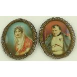 A pair of miniature watercolour portraits of Napol