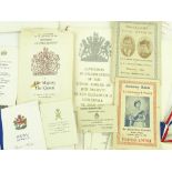 A group of Royal ephemera, including luncheon card