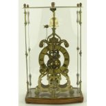 A brass skeleton clock, single fusee 8-day movemen