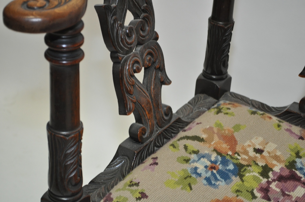 A Victorian carved oak corner chair. - Image 3 of 4