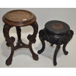 A Victorian carved mahogany jardiniere stand and a