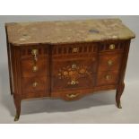 A French kingwood & walnut marble topped commode i