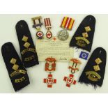 Collection of Red Cross Society medals, epaulettes