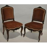 A pair of 19th century rosewood framed side chairs