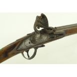 A 19th century flintlock rifle, lock engraved with