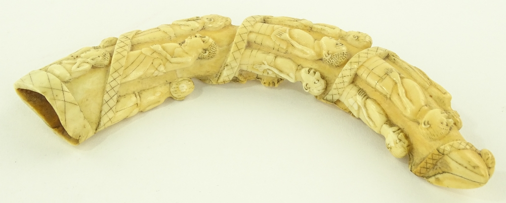 A Loango tribal hippo tusk with carved portraits o - Image 2 of 3