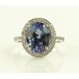 A 14ct white gold 3.75ct tanzanite and diamond rin