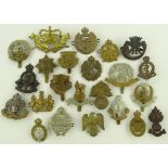 A collection of military cap badges.