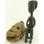 An African carved and painted wood BoBo fing mask,