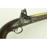 An early 19th century flintlock pistol, brass barr