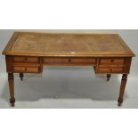 A 19th century French beech library writing desk,