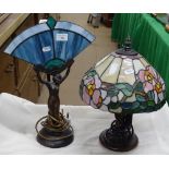 Art Deco style table lamp with lead light glass sh