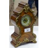 A burr walnut cased mantel clock with gilt metal m