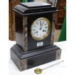 A marble cased 2-train mantel clock.