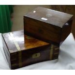 A Victorian rosewood brass bound writing slope wit