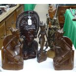 A pair of carved South East Asian figure bookends