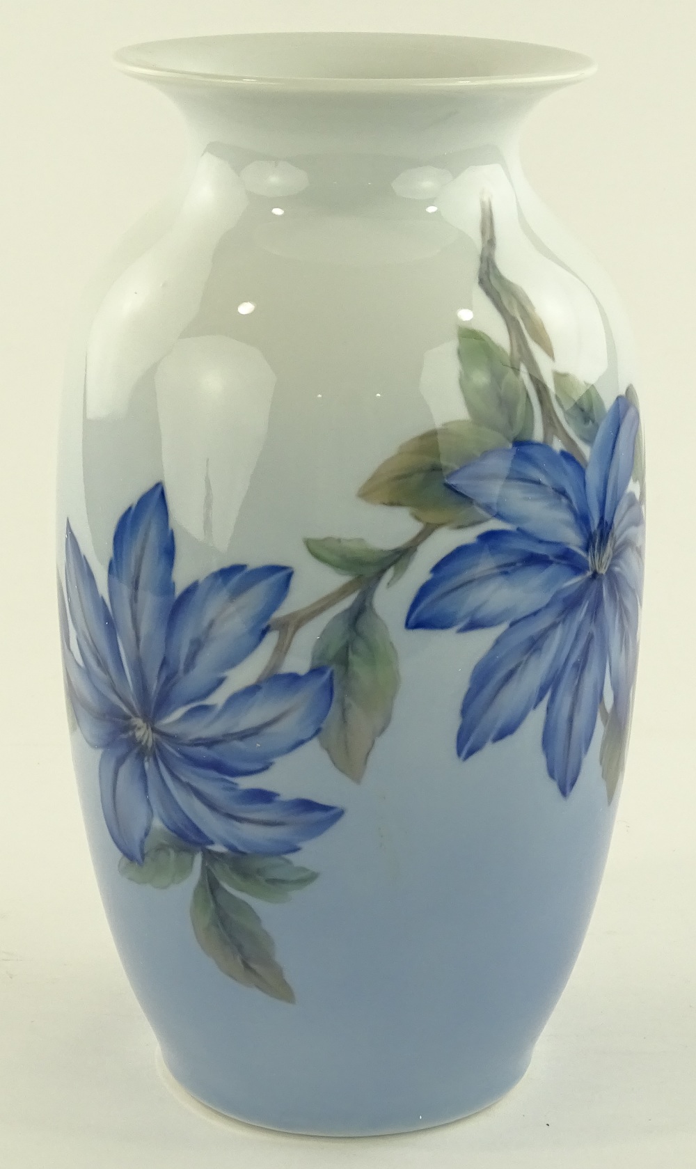 A Royal Copenhagen porcelain vase, blue clematis d