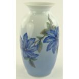 A Royal Copenhagen porcelain vase, blue clematis d