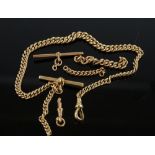 A 9ct gold curb-link watch chain and various spare