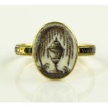 A George III unmarked gold memorial ring, hand pai