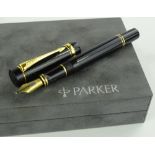 A Parker Duo-fold fountain pen, boxed.