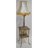 A Victorian brass combination standard lamp/table/