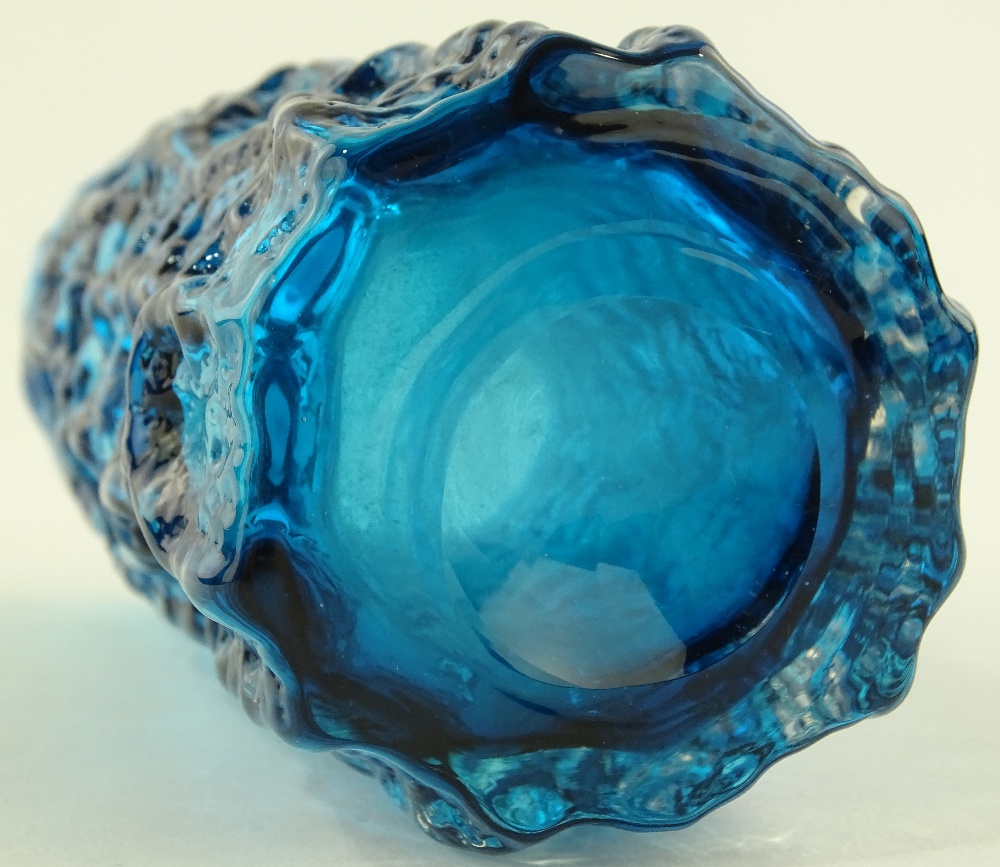 A Whitefriars Kingfisher blue bark vase by Geoffre - Image 3 of 3