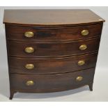 19th century mahogany bow front chest of 4 long dr