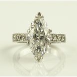 A superb 3.75ct marquise-cut solitaire diamond rin