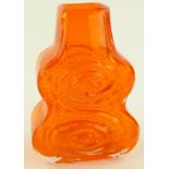 A Whitefriars tangerine glass cello vase by Geoffr