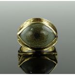 A glass eyeball design ring in 14ct gold settings,