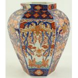 A Chinese porcelain vase of bulbous hexagonal form