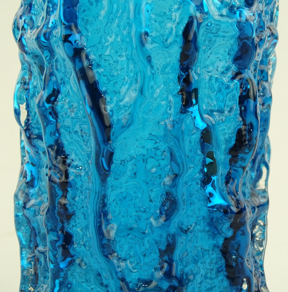 A Whitefriars Kingfisher blue bark vase by Geoffre - Image 2 of 3