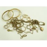 A large group of mainly 9ct gold scrap jewellery a