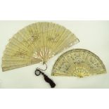 A 19th century French mother of pearl and silk fan