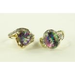 2 9ct gold and mystic topaz set rings, both with d