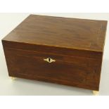 A Georgian rectangular mahogany work box, inlaid t