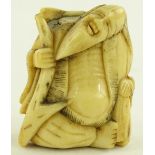 A 19th century Chinese bone netsuke, height 3.5cm.