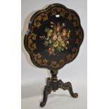 A painted and lacquered tilt top occasional table,