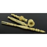 4 Pieces of 19th century ivory and bone, including