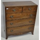 19th century mahogany square chest of 3 long and 2