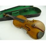 A mid 20th century violin with 2-piece satinwood b