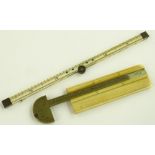 An ivory and brass engineer's gauge, length 9cm an