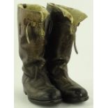 Pair of Vintage leather flying boots, fleece lined