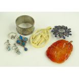 A group of silver and stone set costume jewellery.