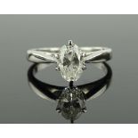 A 0.9ct oval-cut solitaire diamond ring, 14ct whi