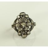 A Georgian rose-cut diamond set cluster ring, unma