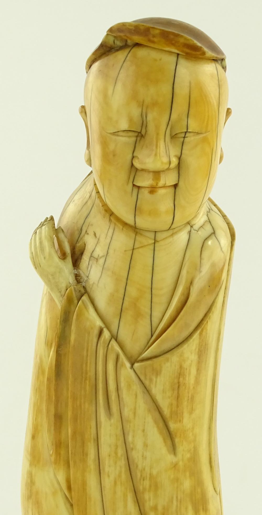 A 17th century carved ivory figure of a monk, with - Image 3 of 3