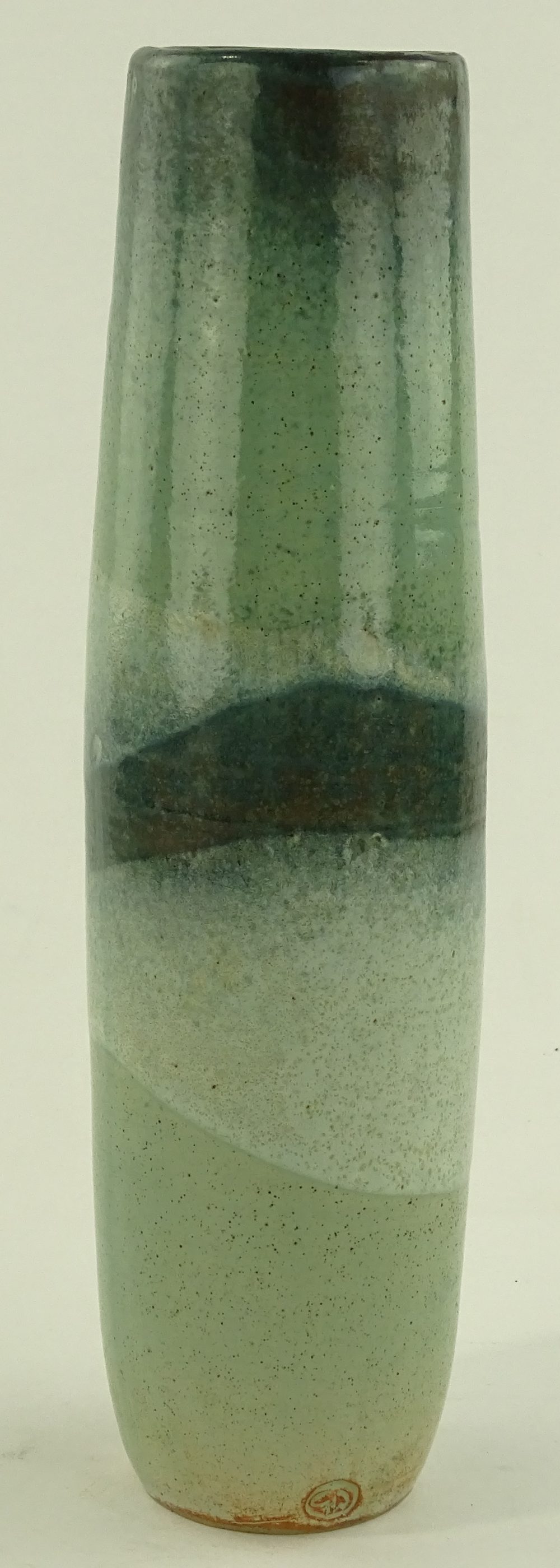A George Wilson Studio pottery green glazed vase,